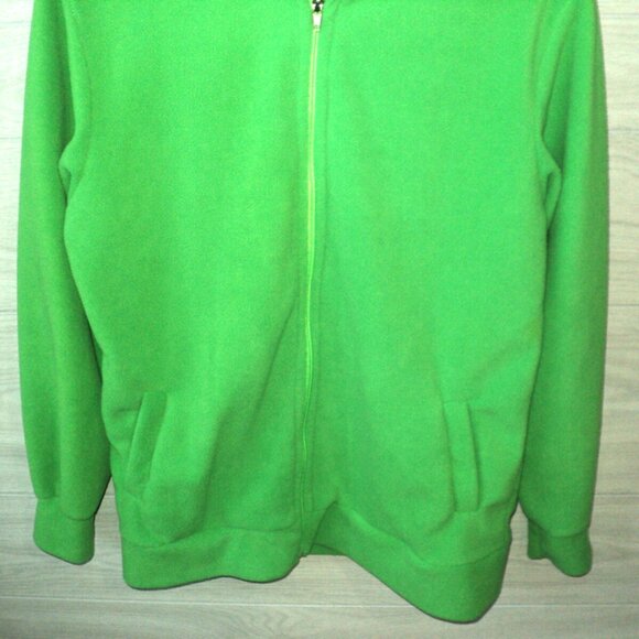 Frog Hoodie Women's Sz L Green Long Sleeves Zipped 2 Pockets Embroidered Face - Picture 3 of 7